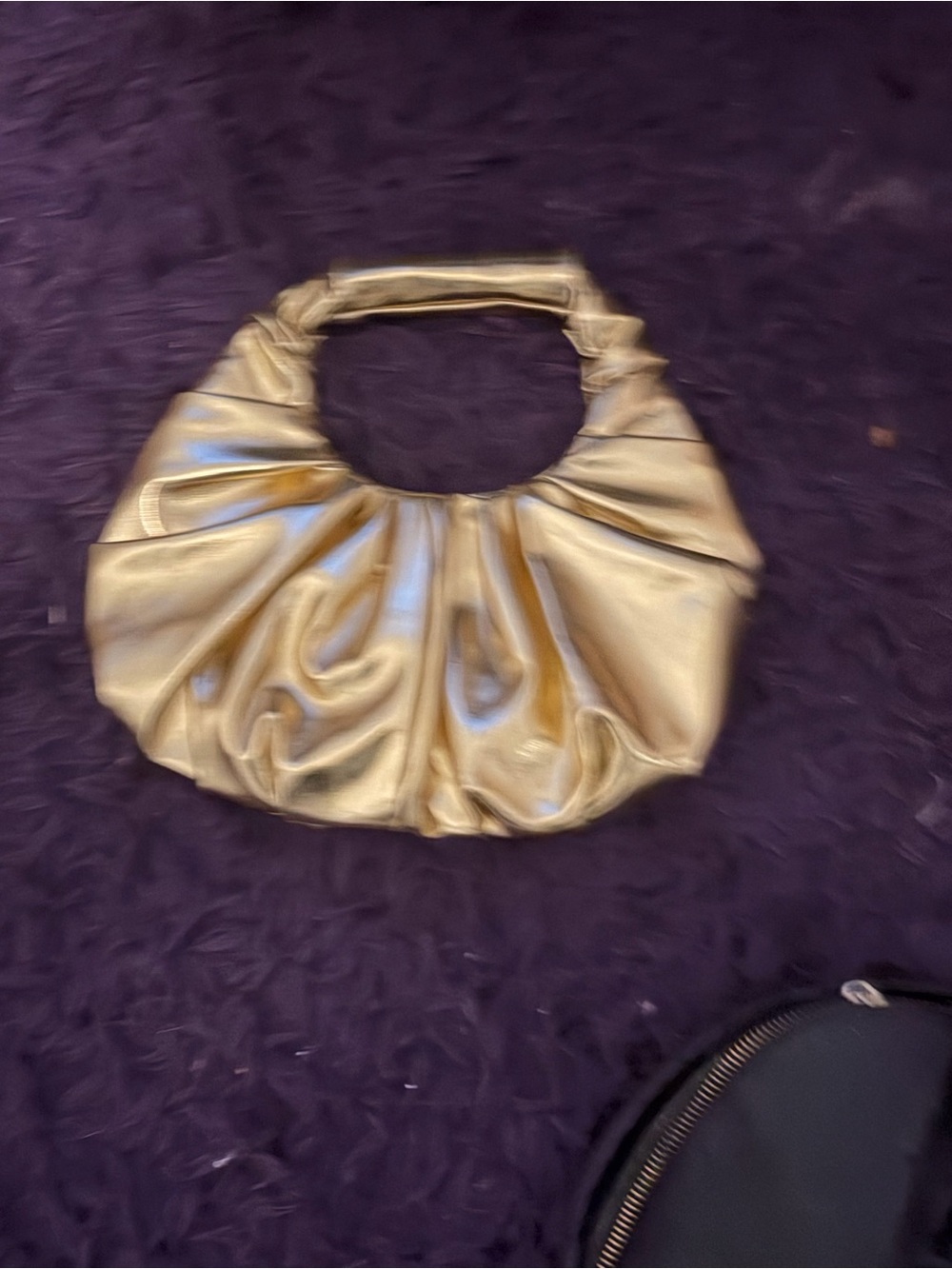 SHEIN Metallic Gold Ruched Shoulder Bag